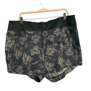 Athleta Trekkie North Printed Women Short Plus Size 20 Green Floral Nylon Active
